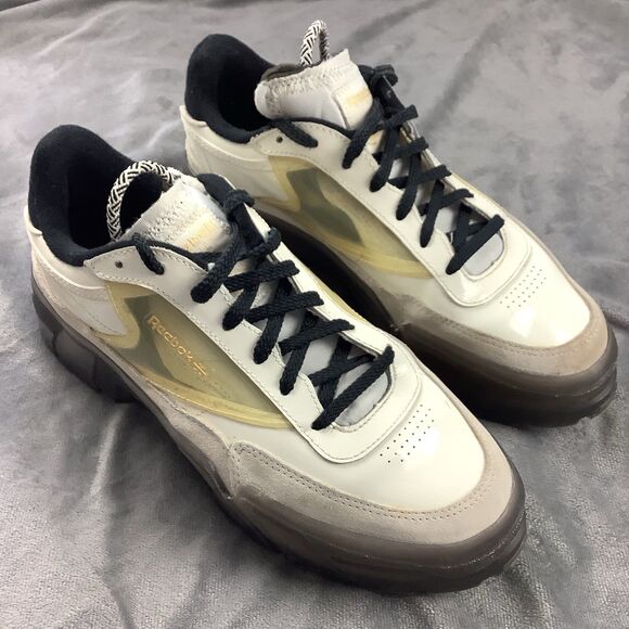 Reebok Cardi B Club C Sneaker Shoes Women's 9.5 Gray Black Gold - Picture 1 of 11